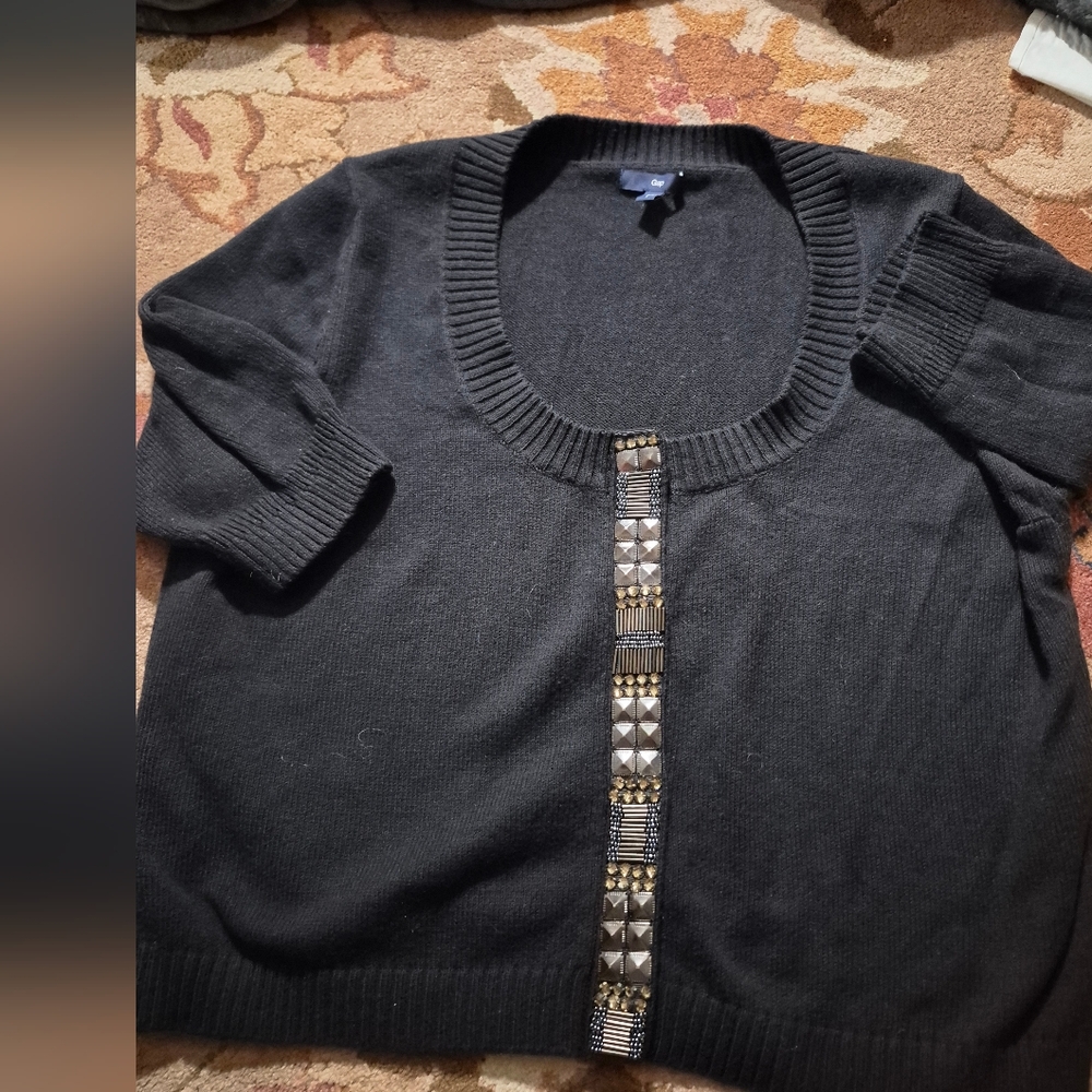 GAP Black Cardigan with Embellished Detail